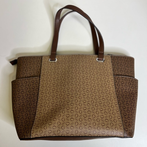 GUESS Tan and Brown Monogram Tote - Picture 7 of 11